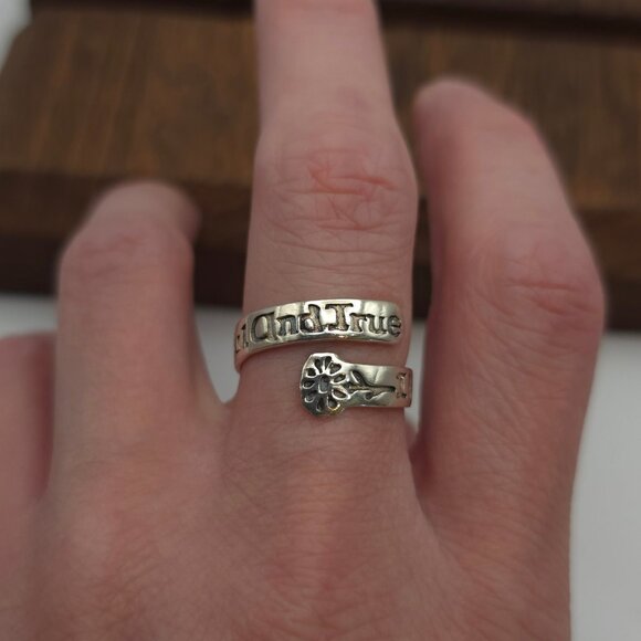 Size 9 Sterling Silver I Will Remain Faithful Ring A172 - Picture 5 of 9